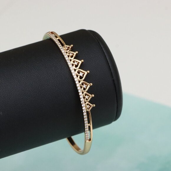 Rose Gold Heart Crown Bangle with Crystal Accent, XPBL0477 - Picture 6 of 12